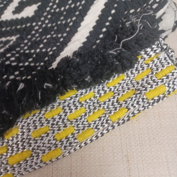 Anthro Jack and Dakota Black White Fringe Boho Purse Bag - Picture 9 of 10